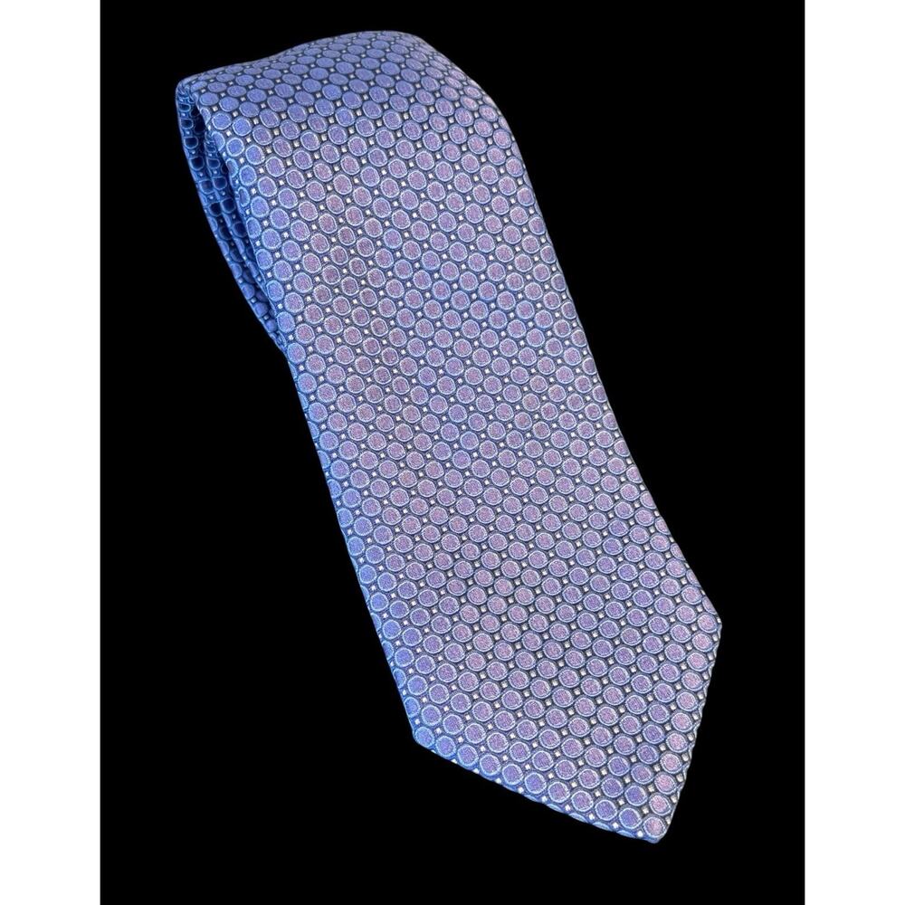 Hugo Boss Necktie Mens Purple Periwinkle Blue Polka Dot 100% Silk Made in Italy